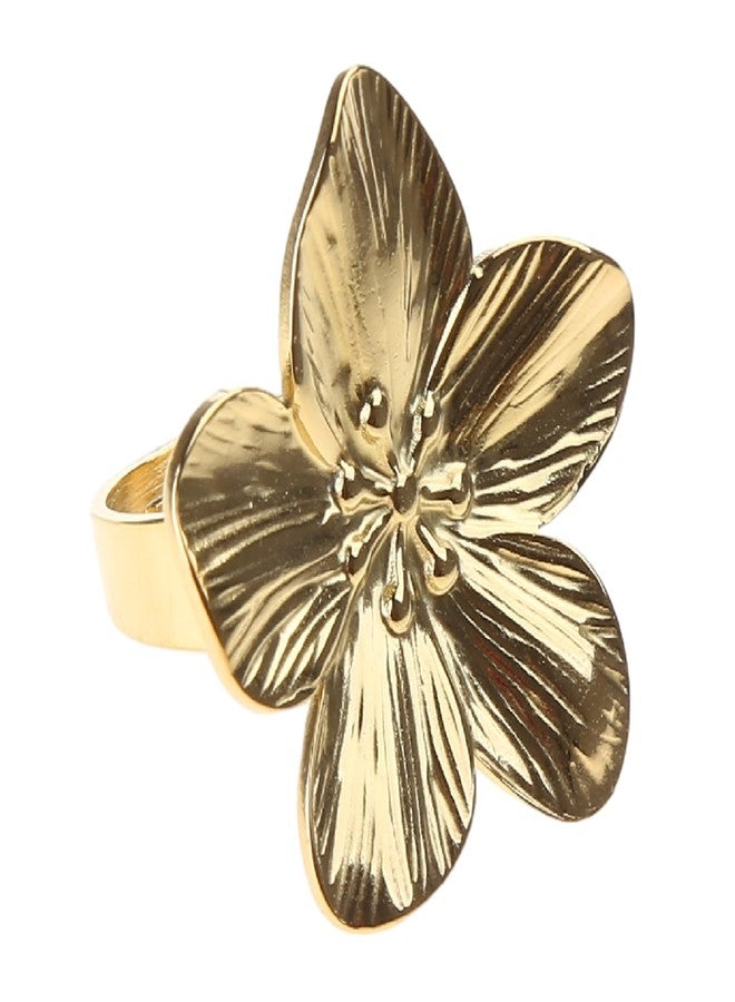 JAGTRADE Vintage Flower Lovely Adjustable Finger Fashion Simple Stainless Steel Open Statement Jewelry for Womens - Image 1